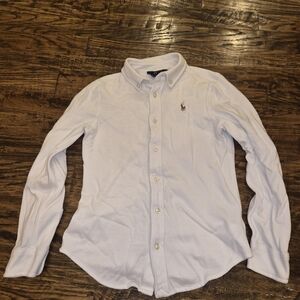 Kids Polo by Ralph Lauren White Long-Sleeve Button-Down Collared Shirt Sz 8-10 M
